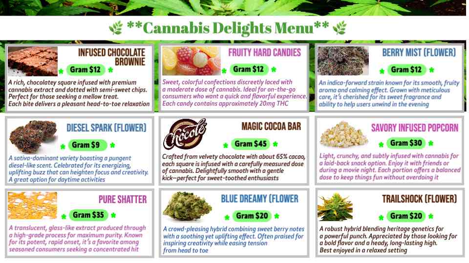 Cannabis Edibles & Flower Menu