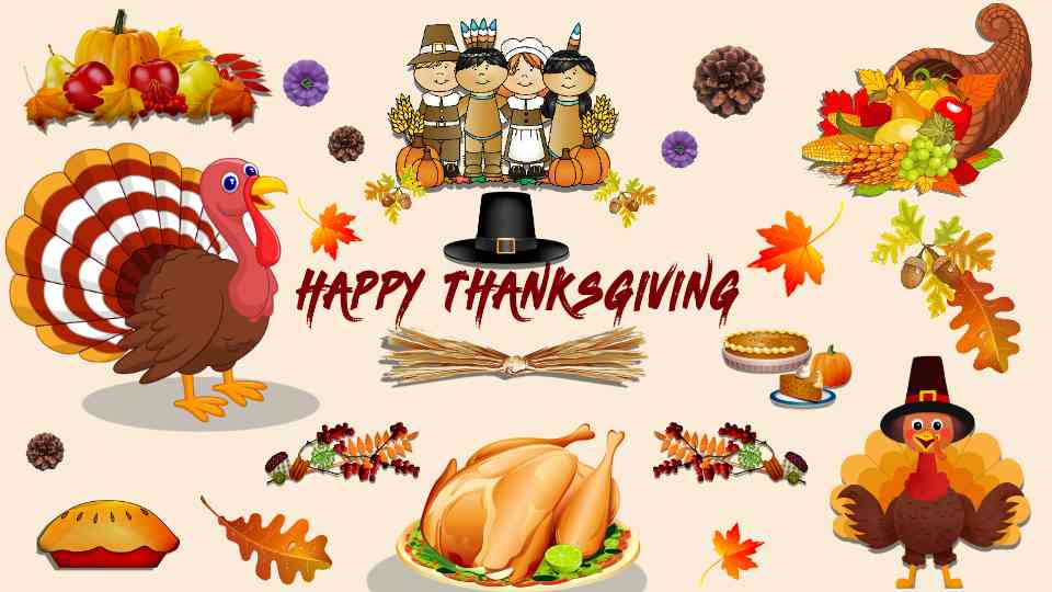 Festive Thanksgiving Clipart Card Template