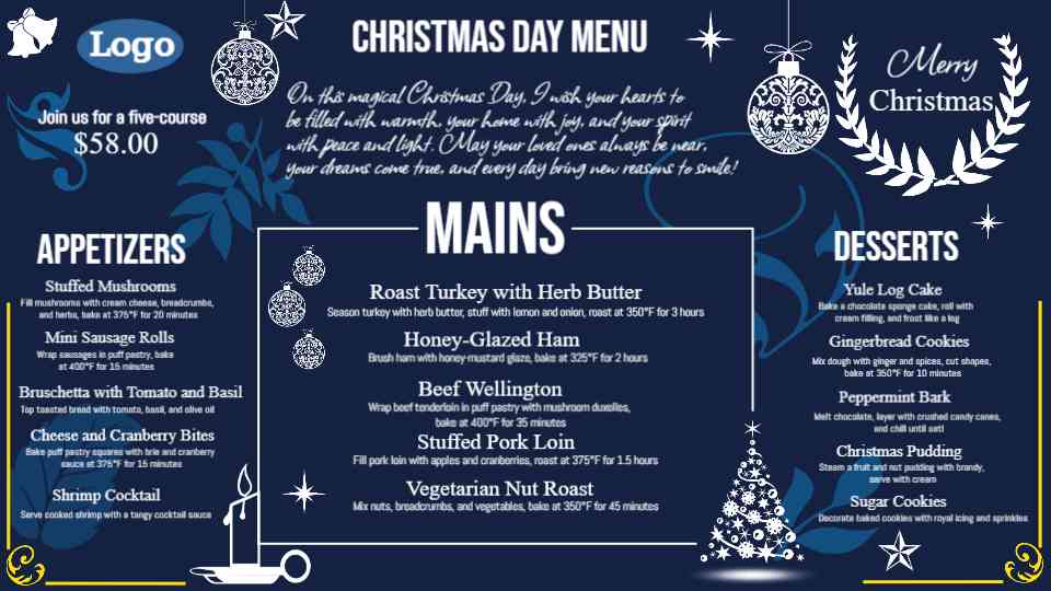Elegant Christmas Restaurant Menu Template