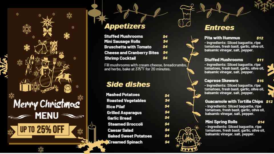 Elegant Christmas Dining Menu Template