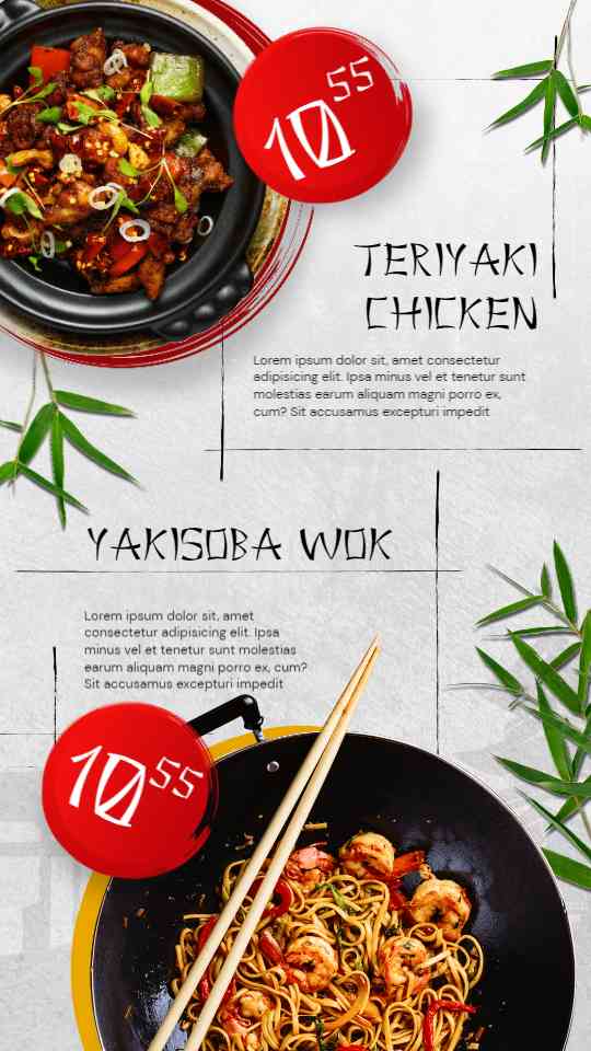 Sizzling Teriyaki & Wok Menu Display