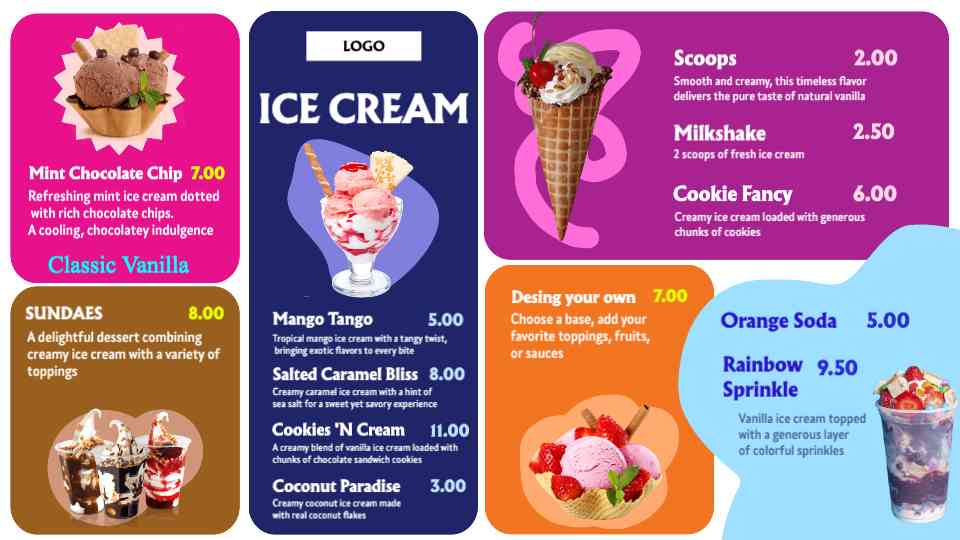 Build-Your-Own Ice Cream Menu
