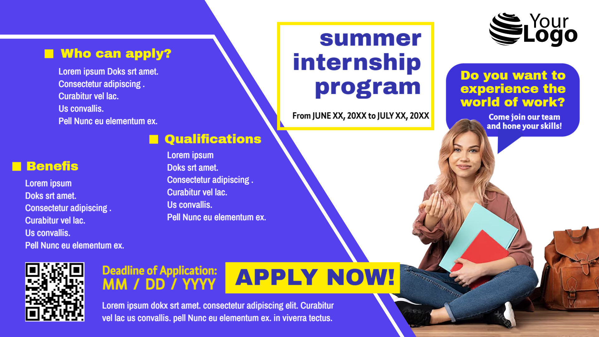 Youth Career Internship Registration Flyer