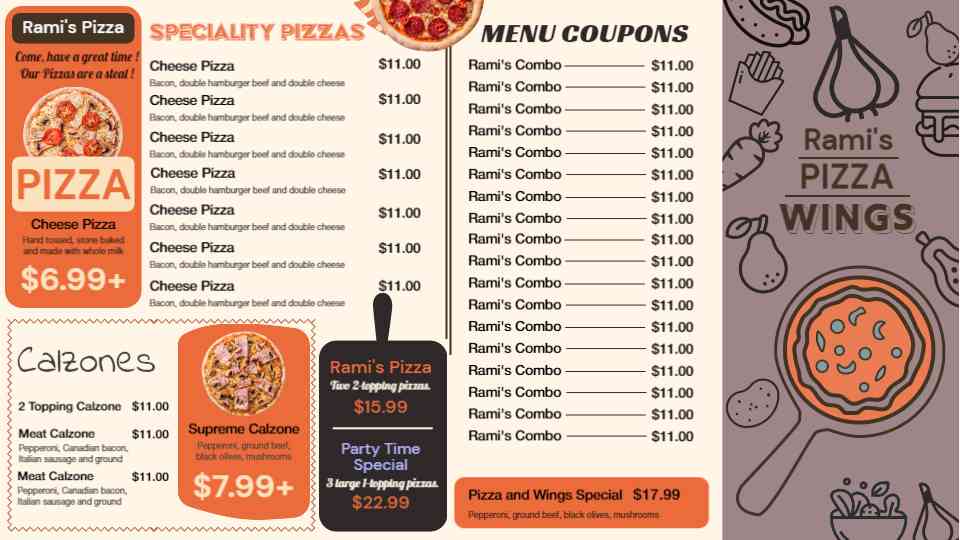 Classic Pizzeria Menu