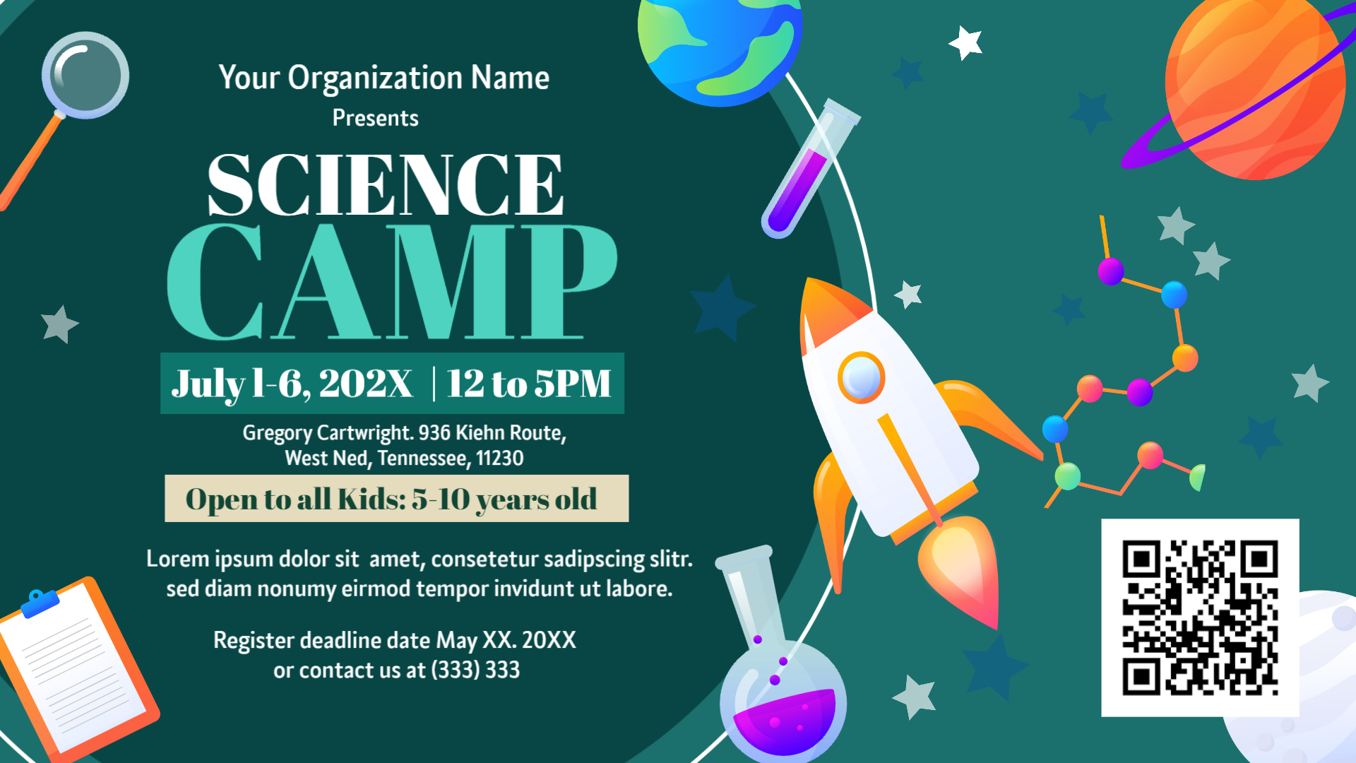 Exploration Science Camp Registration Flyer – Fun & Learning for Kids