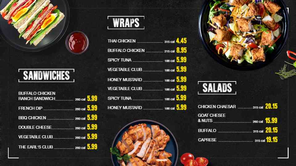 Bold Bites Sandwich & Wrap Menu