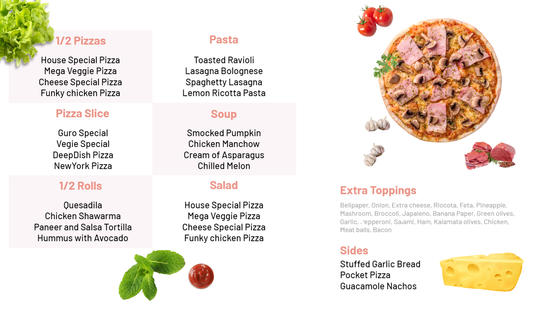 Pizza & More Menu Display