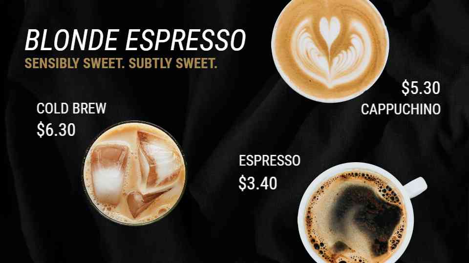 Blonde Roast Espresso & Brew Menu
