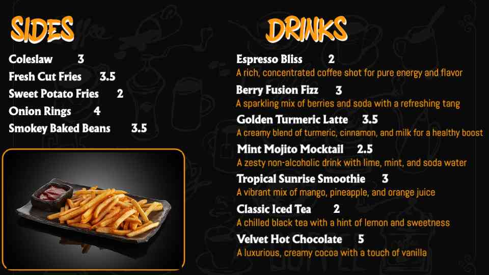 Gourmet Burger & Drinks Display