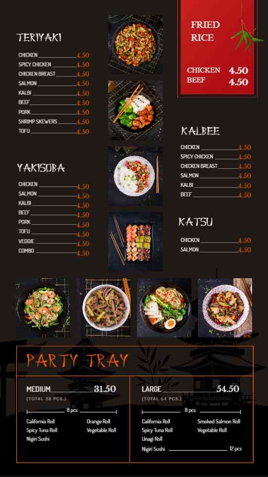 Japanese Grill & Noodle Menu Display