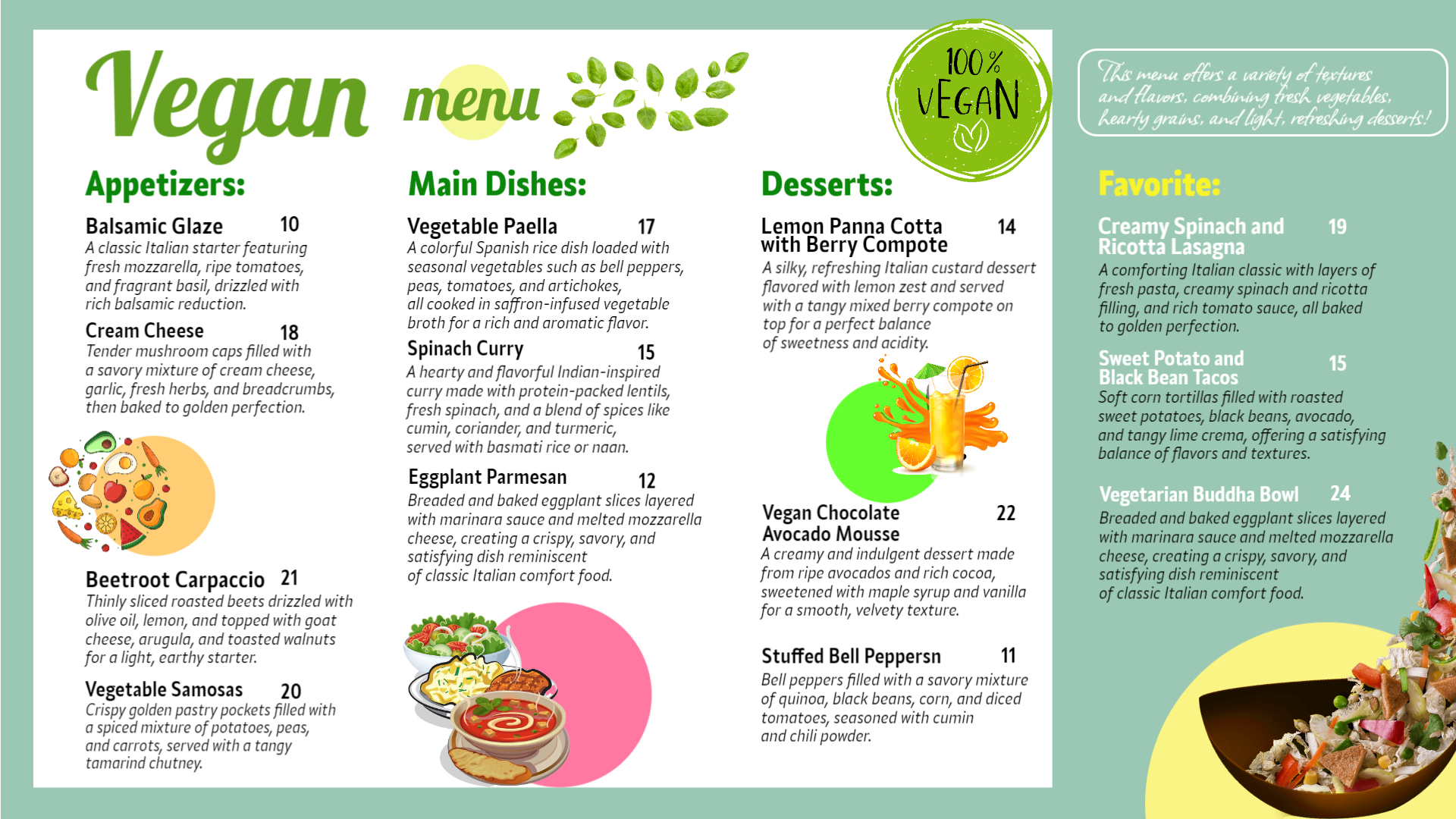 Sophisticated Vegan Delights Menu